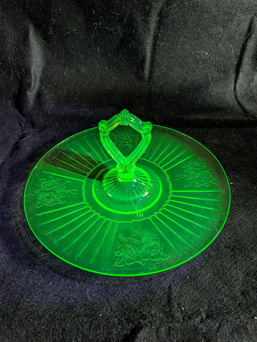 2/80$ Vintage Green Glass Two-Tier Centerpiece Server